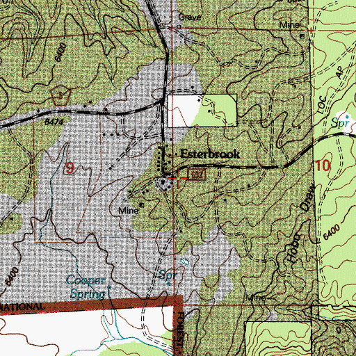 Topographic Map of Esterbrook, WY