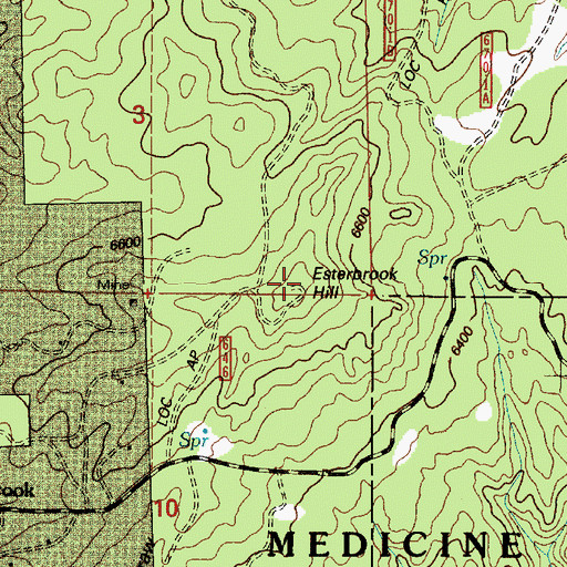 Topographic Map of Esterbrook Hill, WY