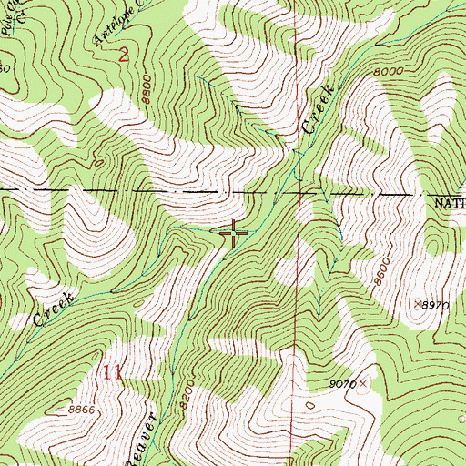 Topographic Map of Etna Creek, WY