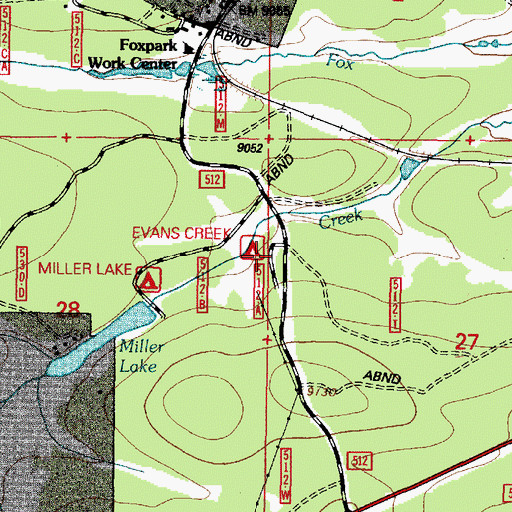 Topographic Map of Evans Creek Campground, WY