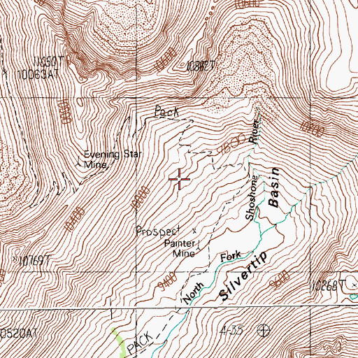 Topographic Map of Evening Star Mine, WY