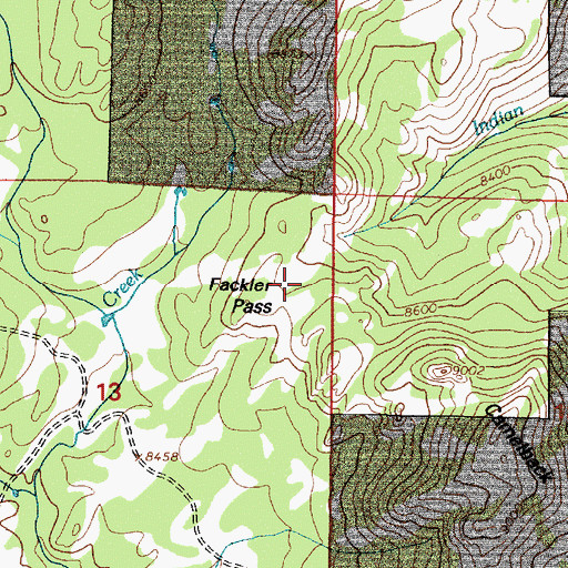 Topographic Map of Fackler Pass, WY