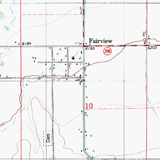 Topographic Map of Fairview, WY