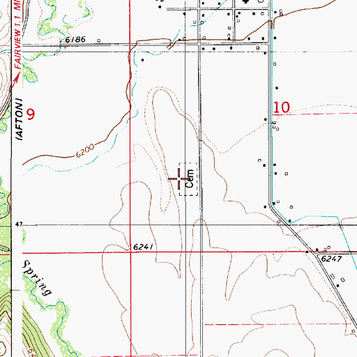 Topographic Map of Fairview Cemetery, WY