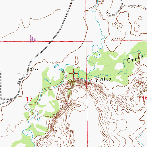 Topographic Map of Falls Creek, WY