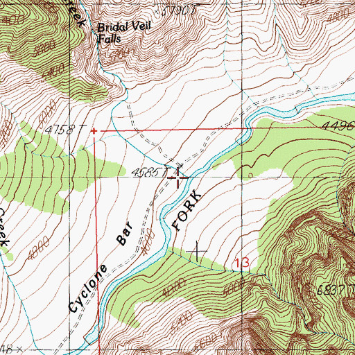 Topographic Map of Falls Creek, WY