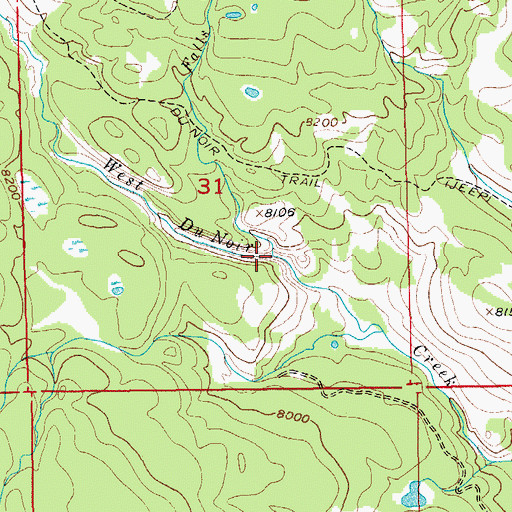 Topographic Map of Falls Creek, WY