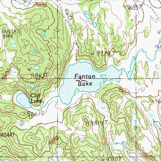Topographic Map of Fantan Lake, WY