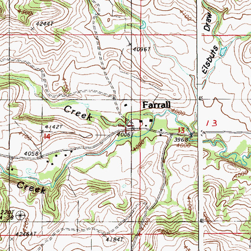 Topographic Map of Farrall, WY