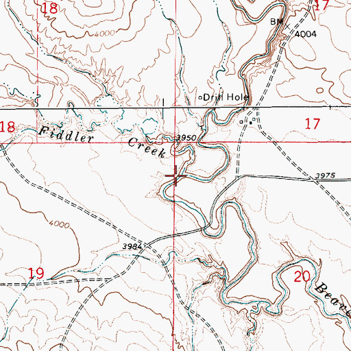 Topographic Map of Fiddler Creek, WY