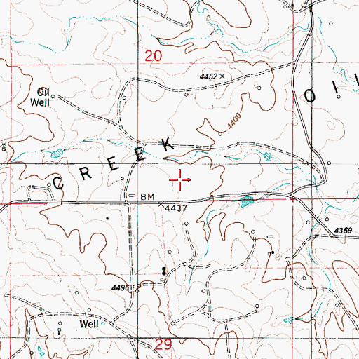 Topographic Map of Fiddler Creek Oil Field, WY