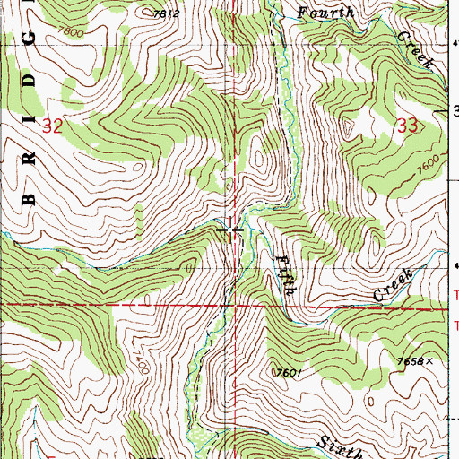 Topographic Map of Fifth Creek, WY