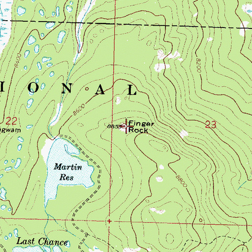 Topographic Map of Finger Rock, WY