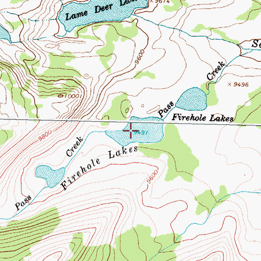 Topographic Map of Firehole Lakes, WY