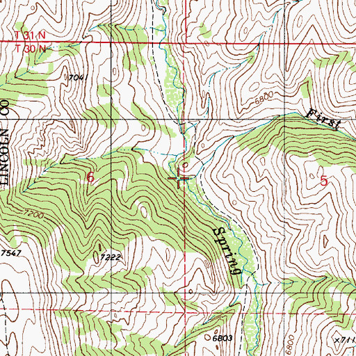 Topographic Map of First Creek, WY