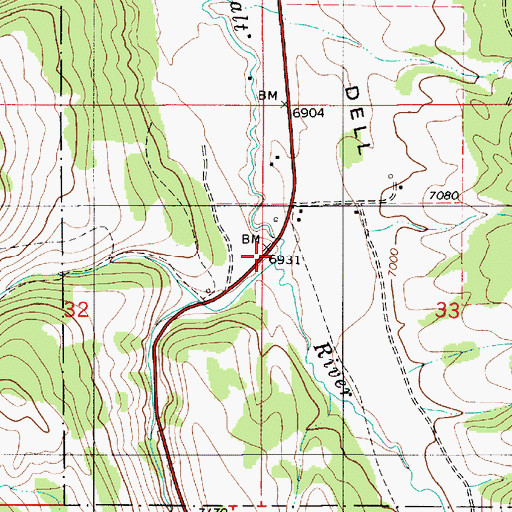 Topographic Map of Fish Creek, WY