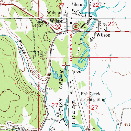 Topographic Map of Fish Creek, WY