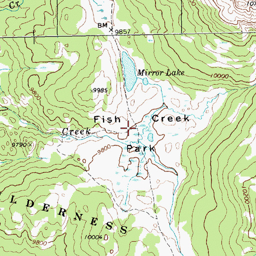 Topographic Map of Fish Creek Park, WY