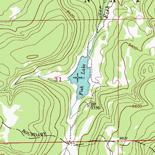 Topographic Map of Fish Lake, WY