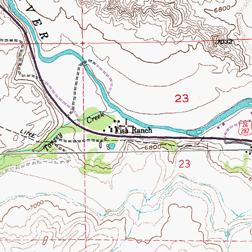 Topographic Map of Fish Ranch, WY