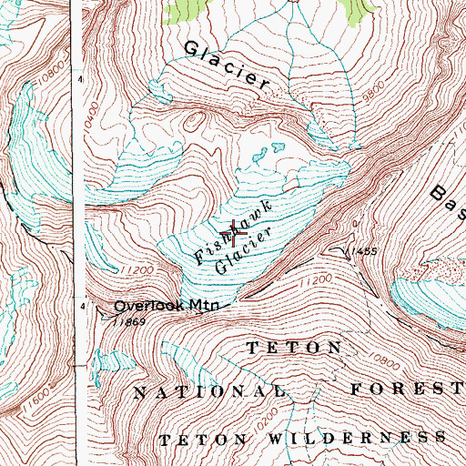 Topographic Map of Fishhawk Glacier, WY
