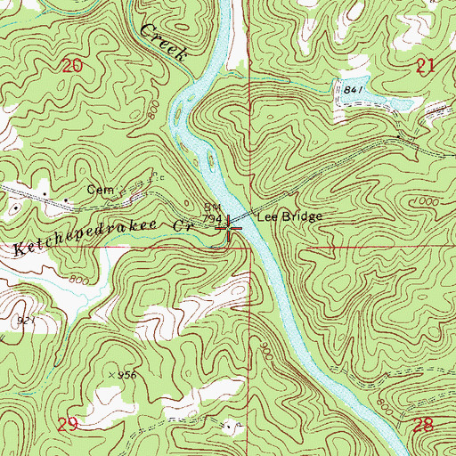 Topographic Map of Little Ketchepedrakee Creek, AL