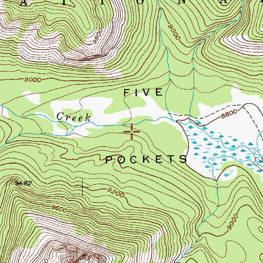 Topographic Map of Five Pockets, WY