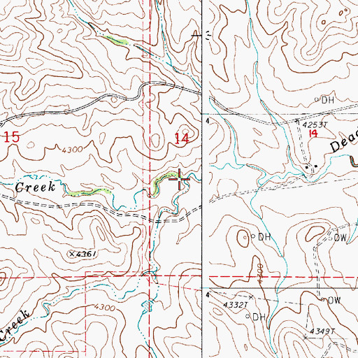 Topographic Map of Flag Butte Creek, WY
