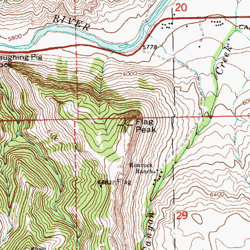 Topographic Map of Flag Peak, WY
