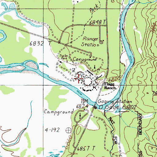 Topographic Map of Flagg Ranch, WY