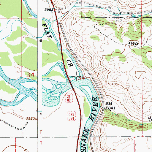 Topographic Map of Flat Creek, WY