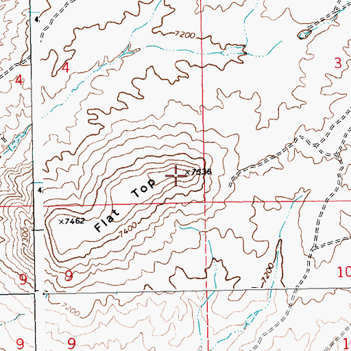 Topographic Map of Flat Top, WY