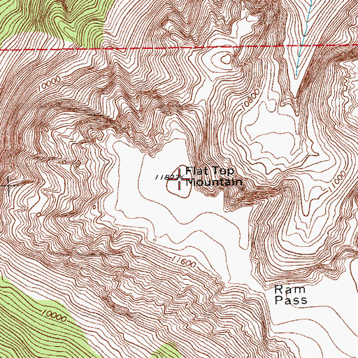 Topographic Map of Flat Top Mountain, WY
