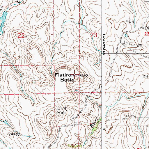 Topographic Map of Flatiron Butte, WY