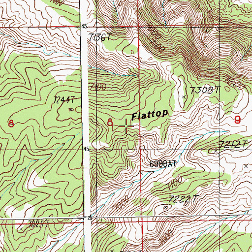 Topographic Map of Flattop Mountain, WY