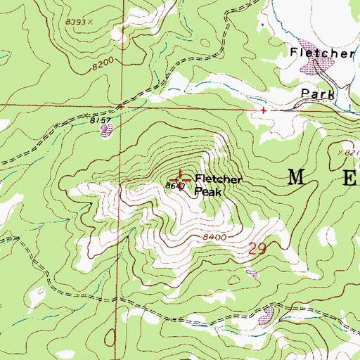 Topographic Map of Fletcher Peak, WY