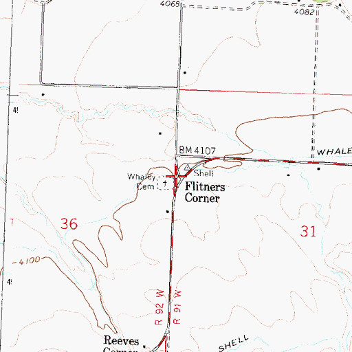 Topographic Map of Flitners Corner, WY