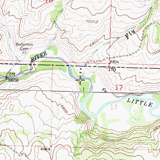 Topographic Map of Fly Creek, WY