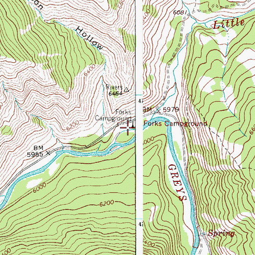 Topographic Map of Forks Campground, WY
