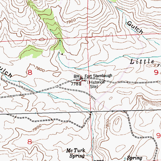 Topographic Map of Fort Stambaugh Historical, WY
