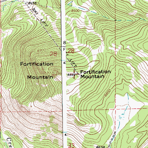 Topographic Map of Fortification Mountain, WY