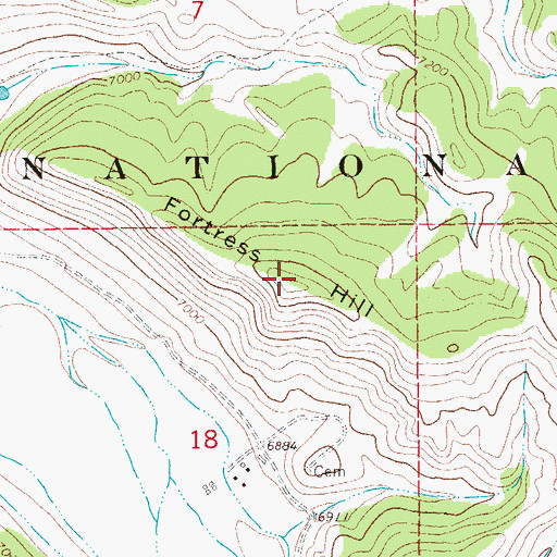 Topographic Map of Fortress Hill, WY