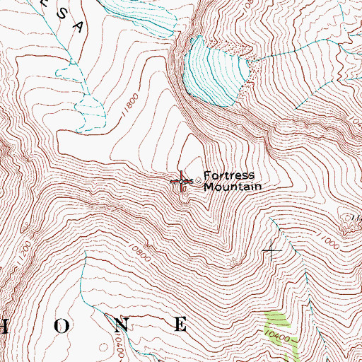 Topographic Map of Fortress Mountain, WY