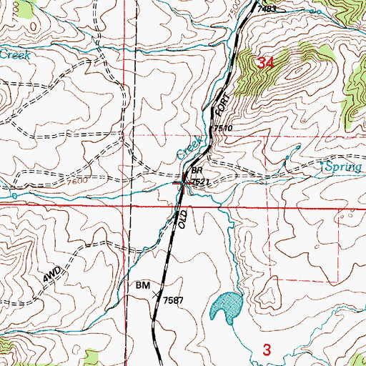 Topographic Map of Fortymile Creek, WY
