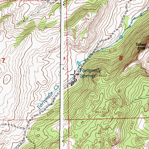 Topographic Map of Fortymile Spring, WY