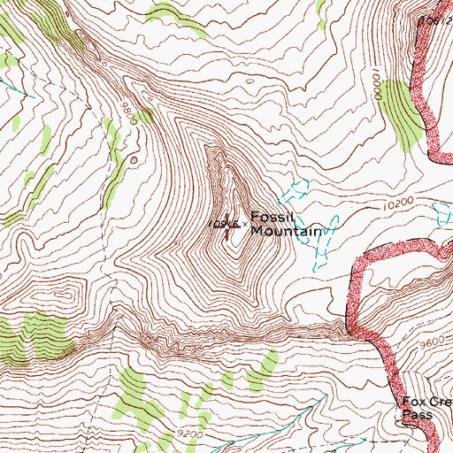 Topographic Map of Fossil Mountain, WY