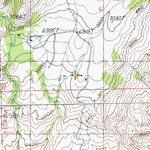 Topographic Map of Four Bear Ranch, WY