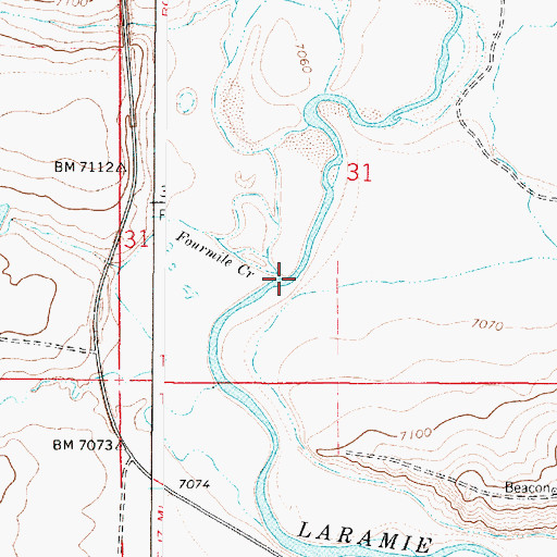 Topographic Map of Fourmile Creek, WY
