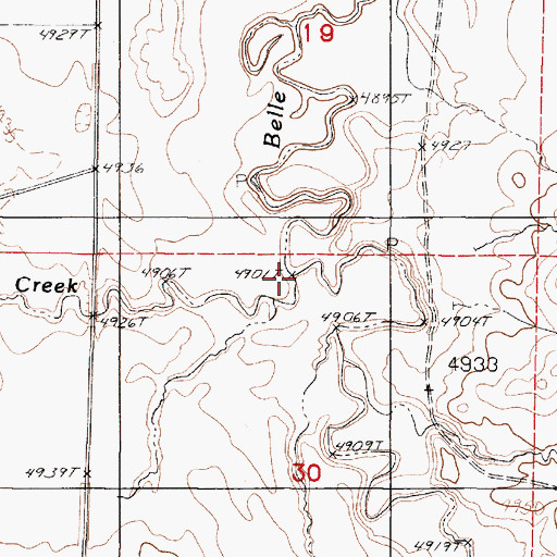 Topographic Map of Fourmile Creek, WY