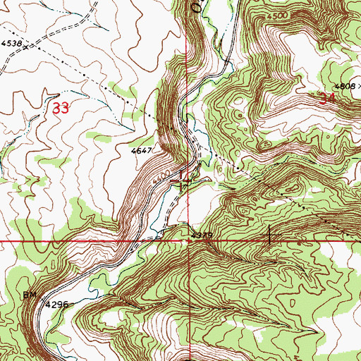Topographic Map of Fourmile Creek, WY